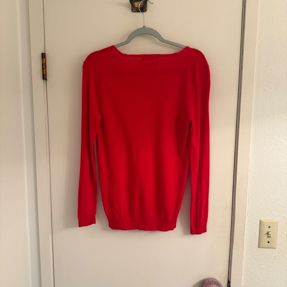 Mango Brand Fine Knit Cashmere V-neck Sweater Red Size XS - Picture 4 of 6